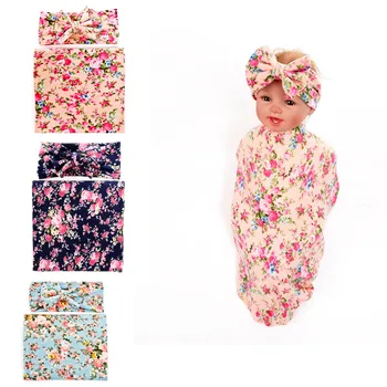 

2018 cute baby blanket 2Pcs Newborn Baby Swaddles Infant Baby Bedding Cotton Swaddle Blanket Wrap Sleeping Sleepsack
