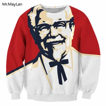 

2018 Autumn Men Sweatshirts 3D KFC Printed Graphic Crew neck Pullover Hoodies High Quality 2018 Fashion Clothes Sudaderas Hombre