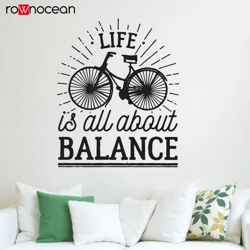 Life Is About Balance Bicycle мотивация Цитата Настенная Наклейка художественная виниловая