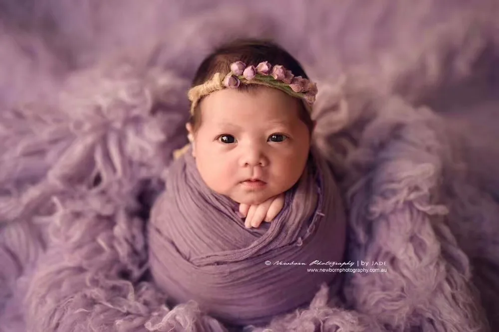 Новорожденных Gauz из жатого хлопка с запахом для фотосессий для маленьких стрейч вязать Wrap фотосессии новорожденных ручной окрашенных Пеленальное Одеяло