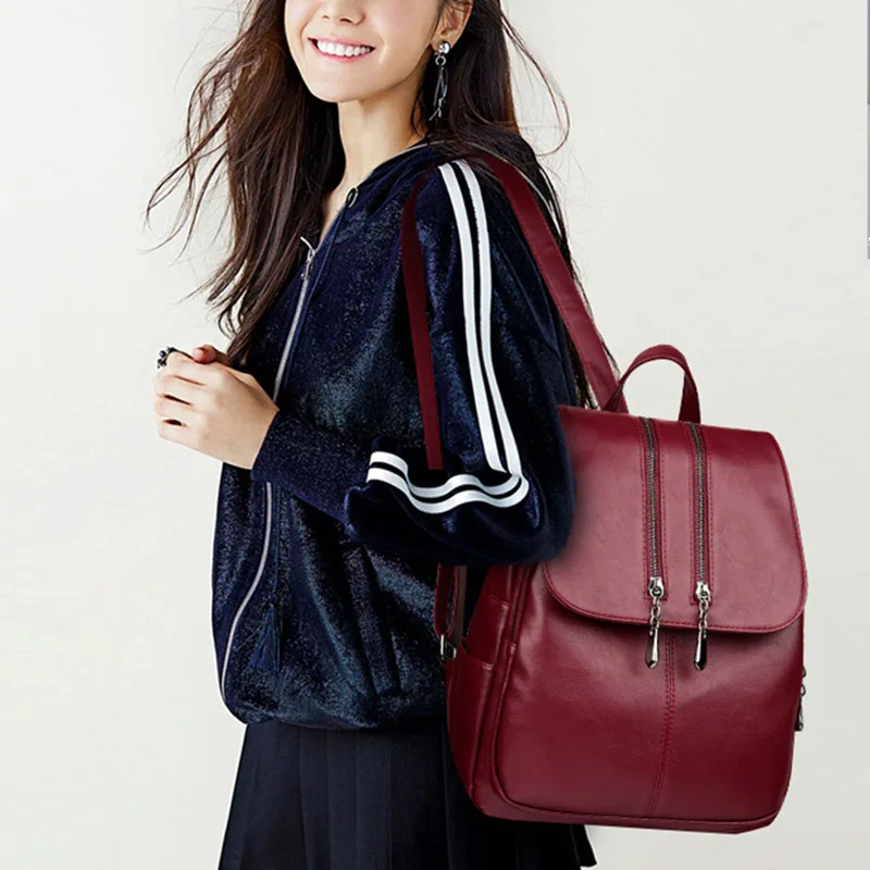 

Laptop Backpack Women Leather Luxury Backpack Women Fashion Satchel School Bag PU KA-BEST