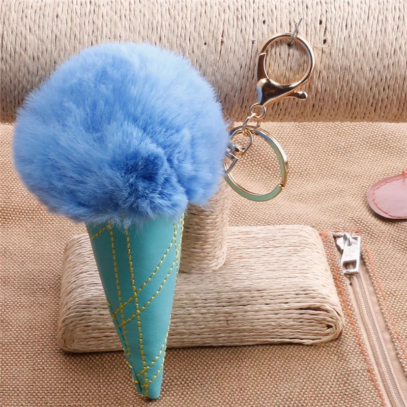H: hyde nueva 17 colores POM bola llavero pompom helado Pieles de animales llavero para las mujeres porte Clef llavero chaveiros