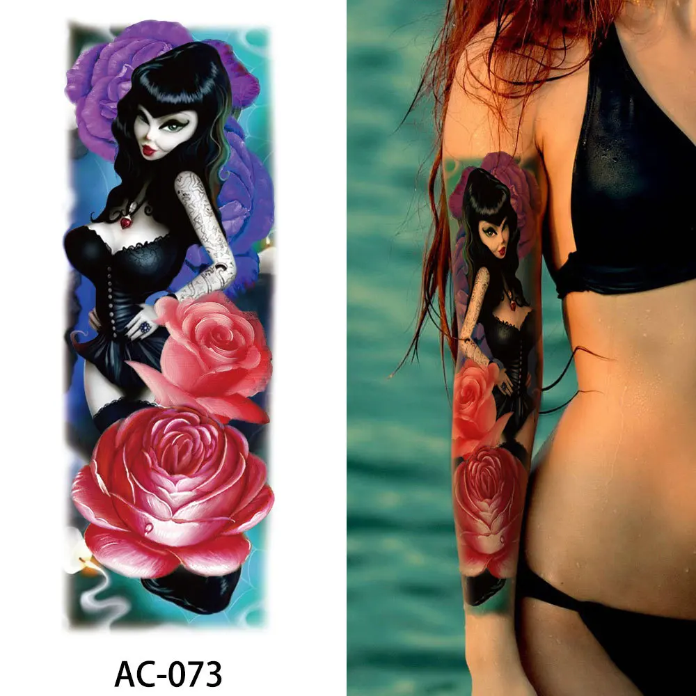 AC-073 Glaryyears 16 видов конструкций, 1 лист, 45,5*16 см, переменный ток, большая, полная рука, временная татуировка, красивая женская переводная наклейка на тело, тату, наклейка для унисекс - Цвет: AC-073