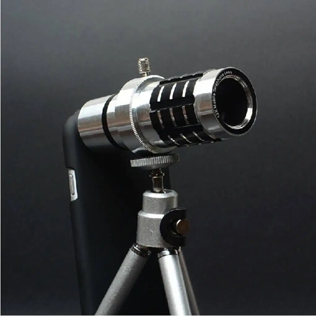 

12X Manual Focus Telescope Phone Camera HD Monocular Lens for iPhone with Telescopic Tripod