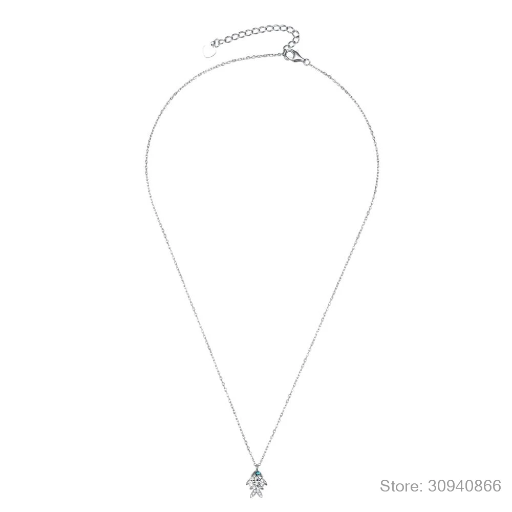 LEKANI Кристалл от Swarovski Кулон в виде рыбы ожерелье для женщин 925 стерлингового серебра ключицы цепи ожерелье
