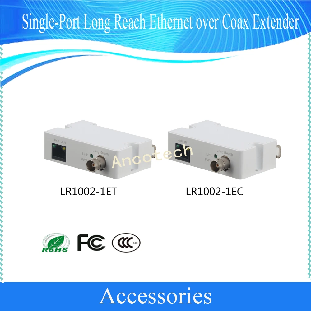 

Free Shipping DAHUA Single-Port Long Reach Ethernet over Coax Extender LR1002-1EC Supports RG59 Coaxial Cable RJ45 BNC Port