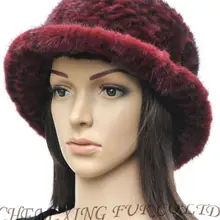 CX-C-71 натуральная зимняя вязаная норковая меховая шапка-красный
