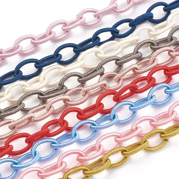 

20 Strands 10x8x2mm Handmade Oval Nylon Rubber Band Braid Rope Cross Chains Loop Jewelry Bracelets Findings Accessories Making
