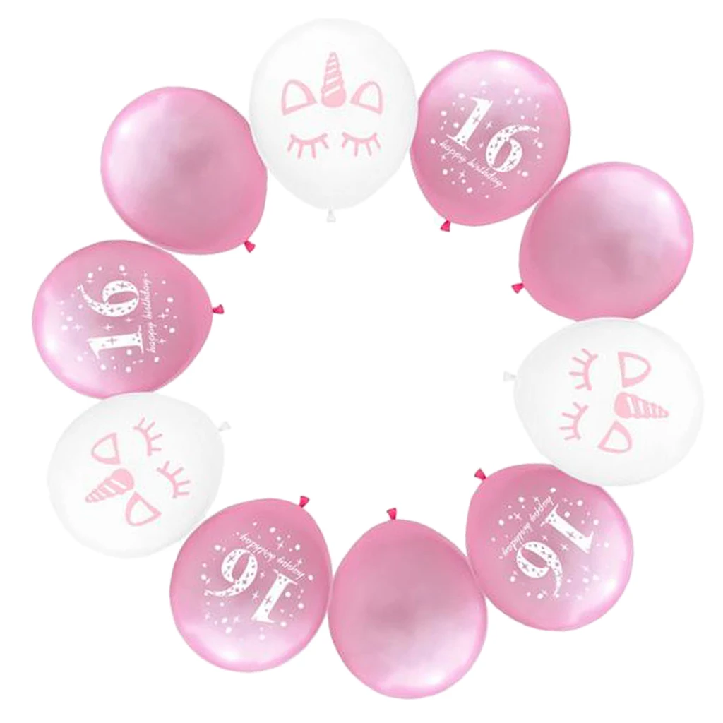 10 Pieces 16th Birthday Latex Balloons for Birthday Party Decor 12 inch 2 One Year Old Birthday Party Decoration