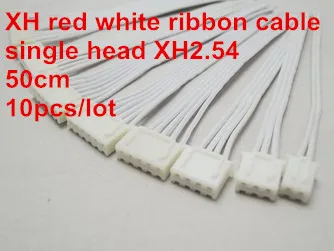 

10pcs/lot 50cm XH red white ribbon cable single head XH2.54 2P 3P 4P 5P 6P 7P 8P 9P 10P 11P 12P connector one heat tinning