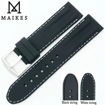 

MAIKES 22mm Watchband Silicone Rubber Bands For Automatic Watch Men Wristwatch Band Sports Dive Watch Straps