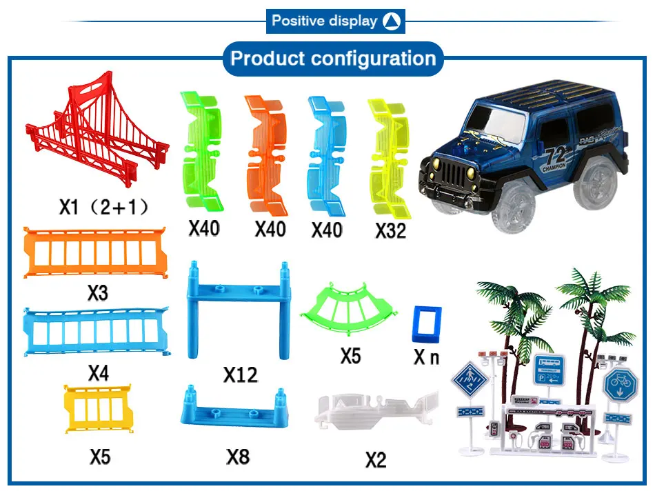 Railway Magical Racing Track Play Set Educational DIY Bend Flexible Race Track Electronic Flash Light Car Toys For children