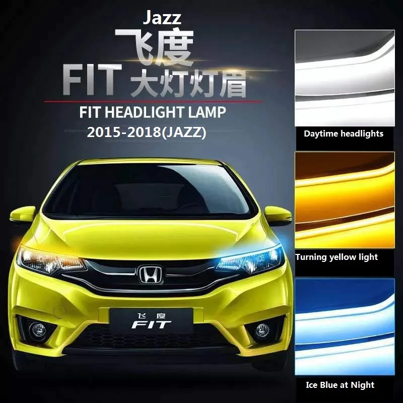

2 pieces 2015-2018 (JAZZ) lamp eyebrow sunlight LED light guide headlamp external tear eyes