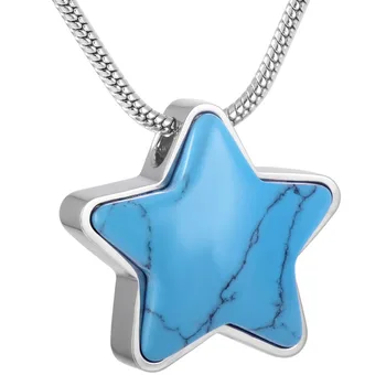 

IJD9165 WHOLESALE !!!!New Design 316L Stainless Steel Blue Star Keepsake Cremation Pendant Necklace for Women