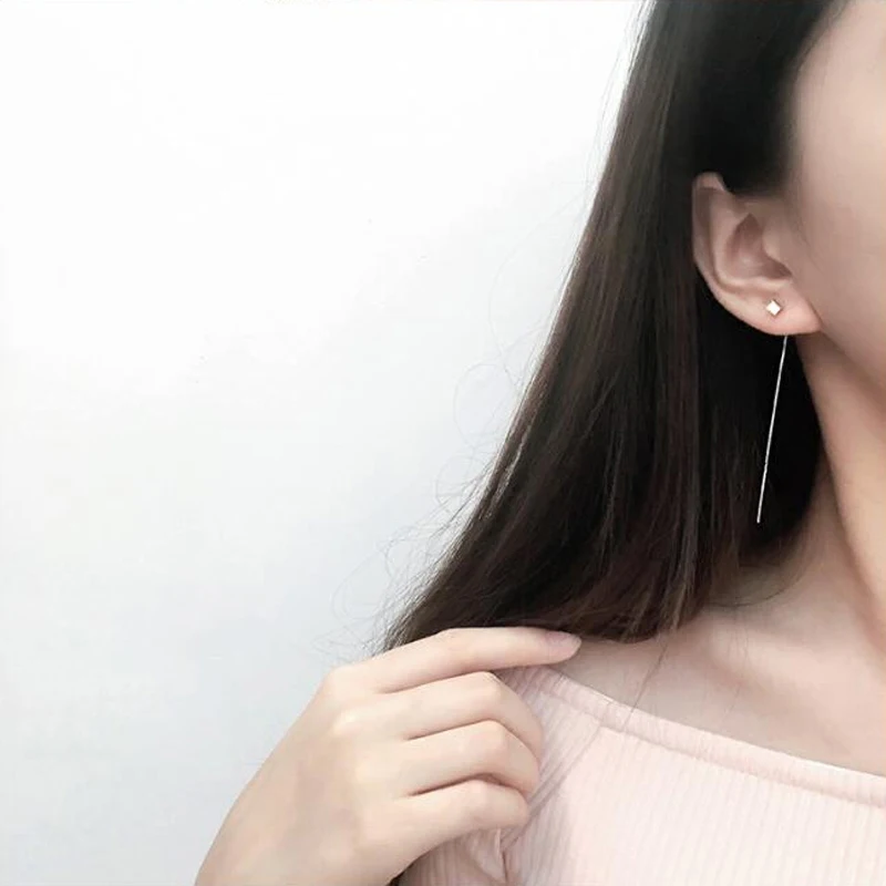 Женские длинные серьги кубики из серебра 925 пробы|earrings for|dropping earrings for womendrop |