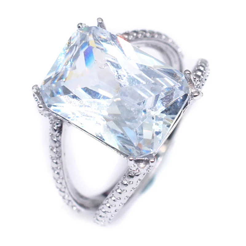 

2019 New Style Silver Color Big Stone Silver Rings For Women Fashion Jewelry Valentines Day Gift