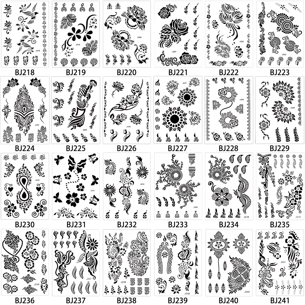 1 шт. Новая смесь изображения дизайн для сексуальных женщин тело Красота и здоровье хна BJ040 цветок лотоса кружева Менди временная татуировка Пастер