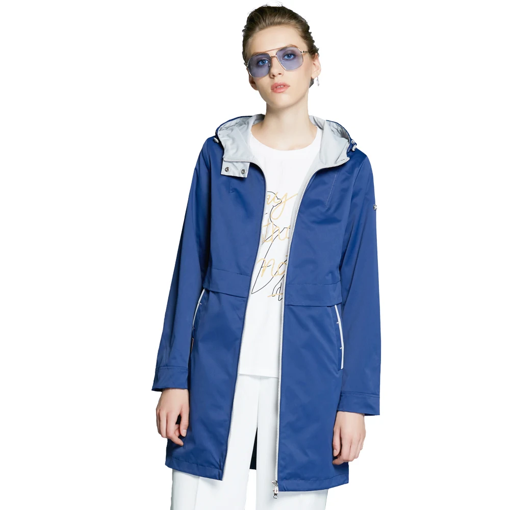 ICEbear 2018 Woman Clothing Solid Color Long Sleeved Casual Women Coat Stand Collar Pockets Fashion Trench Coats 17G122D stand collar ruffle hem quilted coat