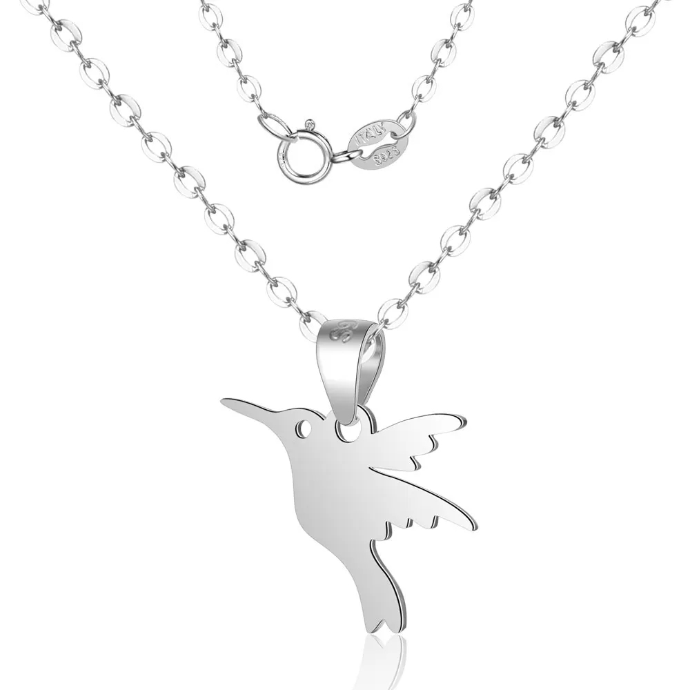 

Vnistar 100% 925 Sterling Silver Humming Bird Charm Necklaces 40mm Cute Bird Pendant Link Chain Necklaces Wholesale