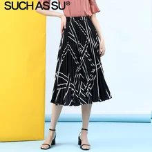 Новинка, женская шифоновая плиссированная юбка, летняя, черная, белая, высокая талия, Полосатая юбка, эластичная, один код, юбка миди для женщин