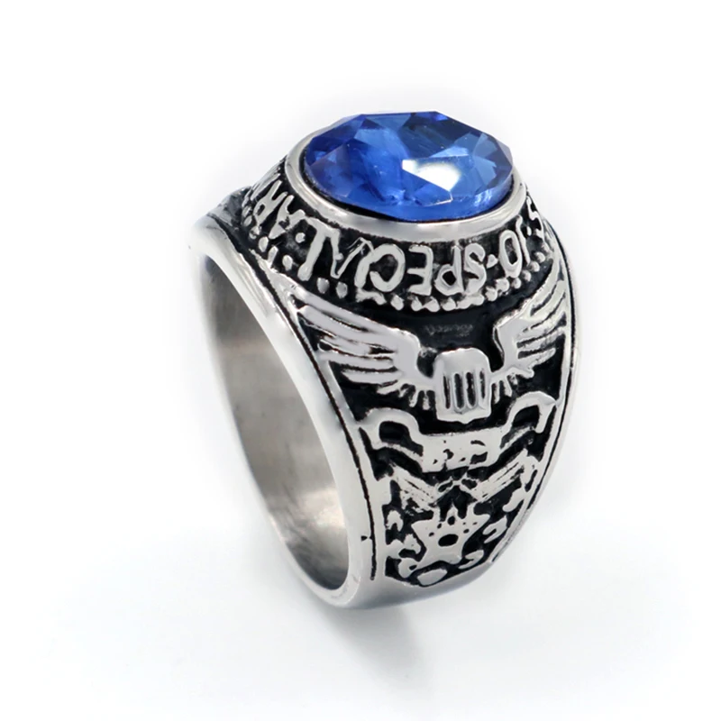 

Military male finger ring United States Navy army 316L Stainless steel men rings stone rings Factory Wholesale Free shipping