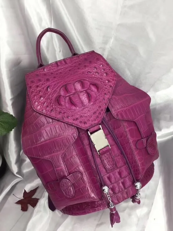 Famous Designer Genuine Crocodile Skin Women's Drawstring Closure Backpack Alligator Leather Flap Pockets Female Travel Backpack цена Famous Designer Genuine Crocodile Skin Women's Drawstring Closure Backpack Alligator Leather Flap Pockets Female Travel Backpack цены онлайн