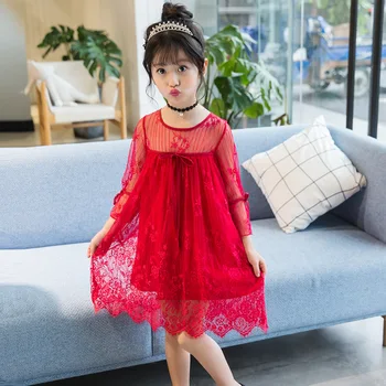 

2017 Children Girls Spring Summer Dress Lace Princess Dress Kids Girl Summer Clothes 3-14T