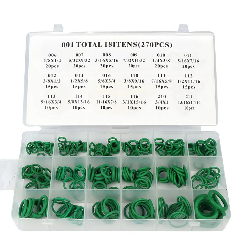 

270Pcs 18 Sizes HNBR O Rings Air Conditioning Seal Kit Rubber Rings Assortment Set Tools Accessories