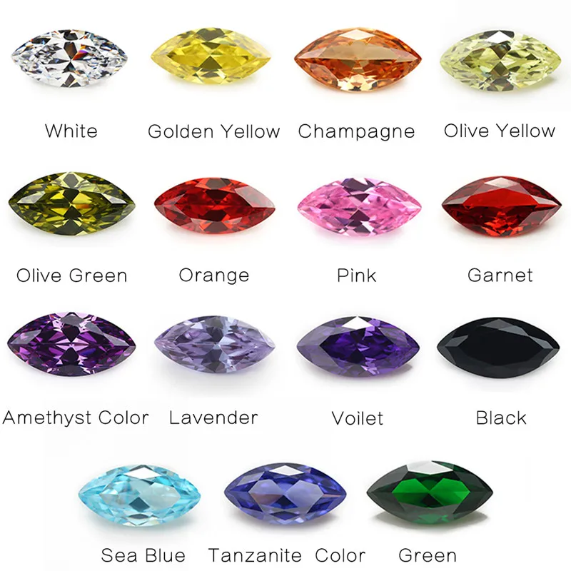 

1PCS Per Colors Total 15pcs Size 4x4mm ~ 10x10mm Marquise Shape Loose Cubic Zirconia Stone CZ