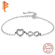 По Заводской Цене очаровательный бесконечность сердце кристалл браслеты для женщин девочек 925 стерлингового серебра ювелирные изделия романтические подарки пара