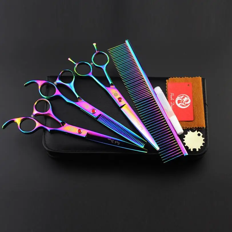 

Pet Scissors Set 7.0 inch Dog Grooming Scissors Straight & Thinning & Curved Shears Sharp Edge Animals Hair Cutting Tools Kit