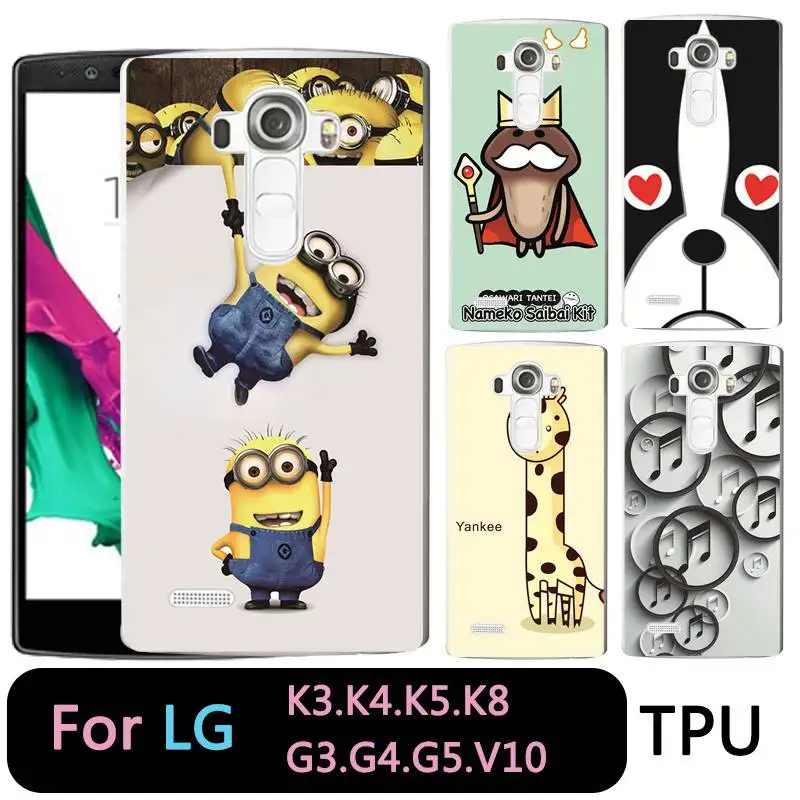 

QMSWEI TPU Transparent Phone Case For LG K3 K4 K5 K8 King Dog Minion Music Deer Soft Silicone Protective Cover For G3 G4 G5 V10