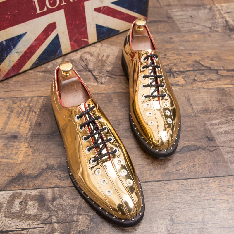 gold wedding men patent leather shoes italian pointed silver designer dress male footwear fashion brogue oxford shoes for men (20)
