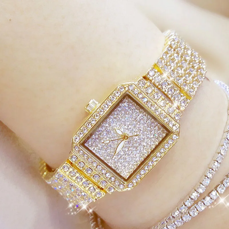 Лучшие часы для женщин модные квадратные часы с бриллиантами розовое золото Стильные кварцевые часы из нержавеющей стали женские наручные часы