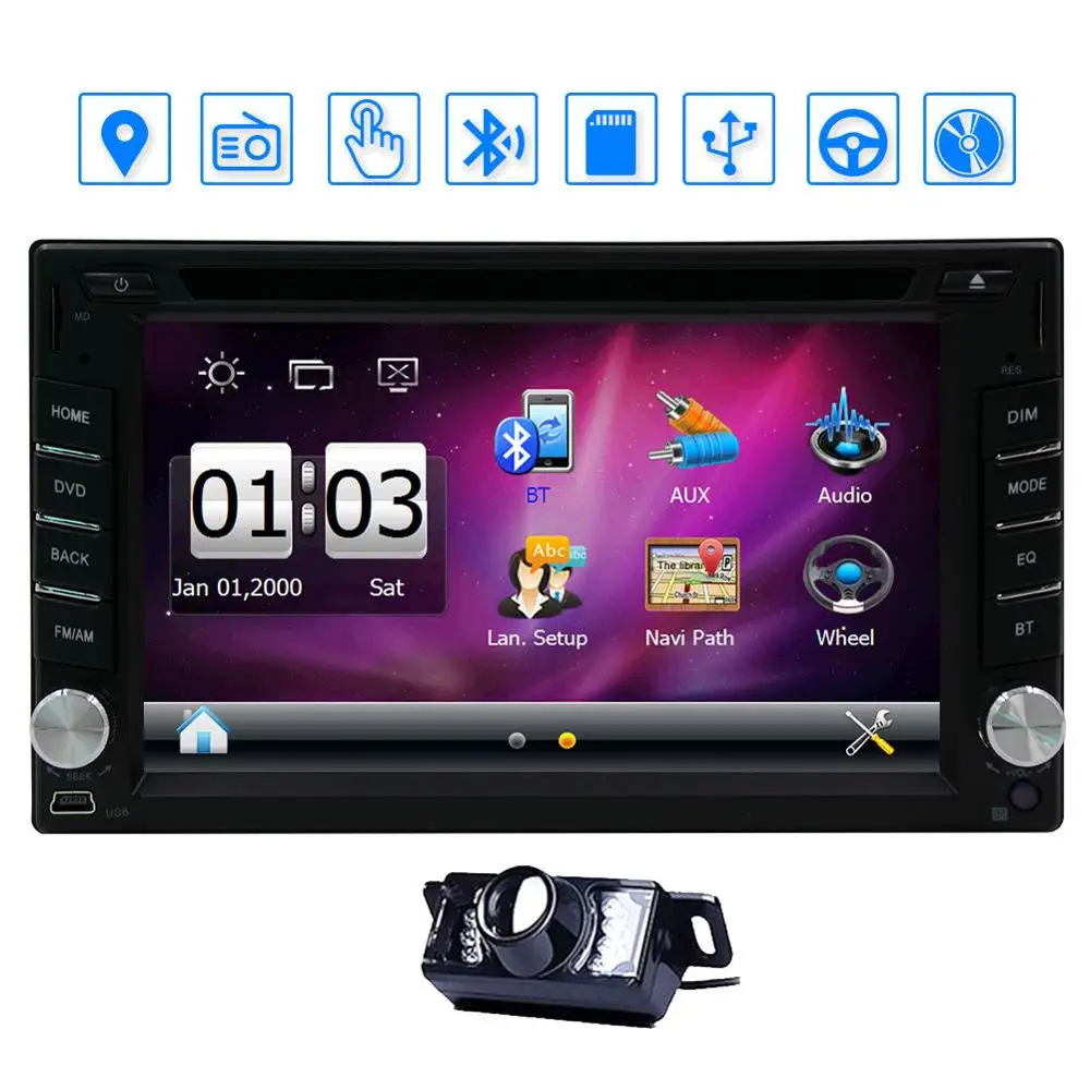 Clearance Double 2 Din 6.2" Car Stereo Touch DVD Player HD In Dash Bluetooth Radio CAMERA 1