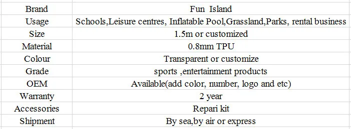 F-L 1.5m TPU bubble ball