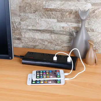 

USB Charger Power Socket 7 Way Outlets 1 QC 3.0 USB Port and 4 Smart USB Port Extension Lead Power Strip Surge Protection