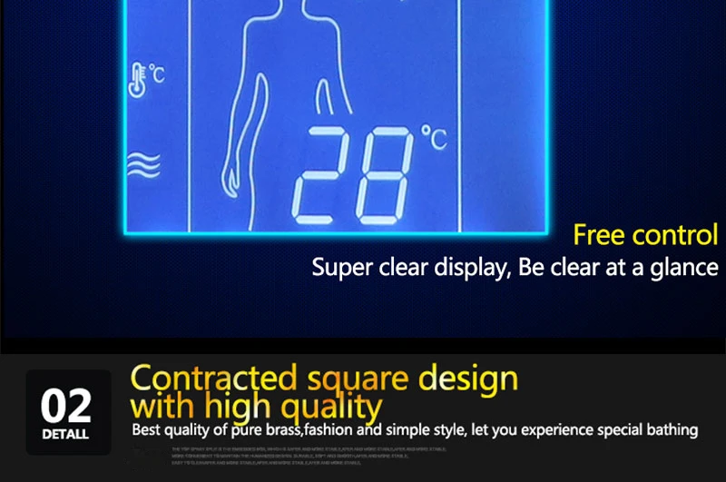 Digital Thermostatic Shower Set Controller Touch Control Panel Modern Luxury European Style SUS304 Rainfall Bathroom LedCeiling (13)