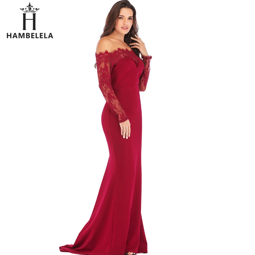 HAMBELELA Robe De Soiree Longue Long Sleeve Mermaid Evening Dresses Formal Evening Gowns China Vestido Longo Bodycon Lace Dress (6)