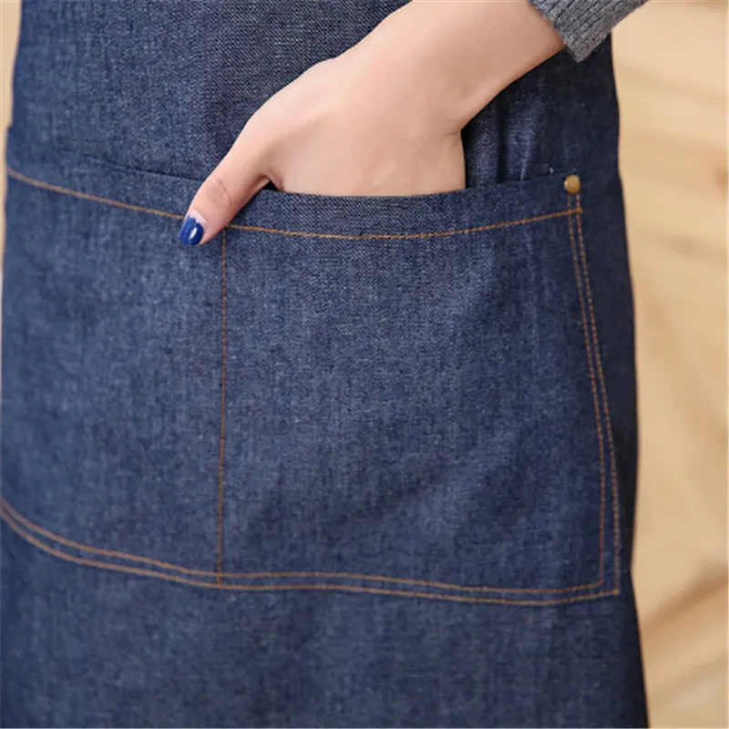 Hot kitchen Denim work Apron unisex for cooking apron for Woman man Cowboy Antifouling Chef Cooking pinafore Delantal Tablier