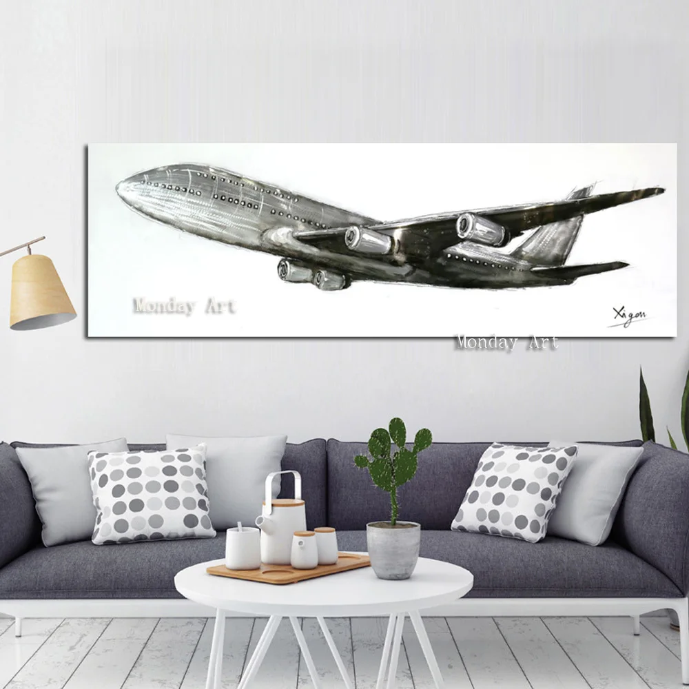 Retro handpainted Abstract World War II fighter Airplane Painting Aircraft Poster Canvas Art Wall Picture for Living Room | Дом и сад