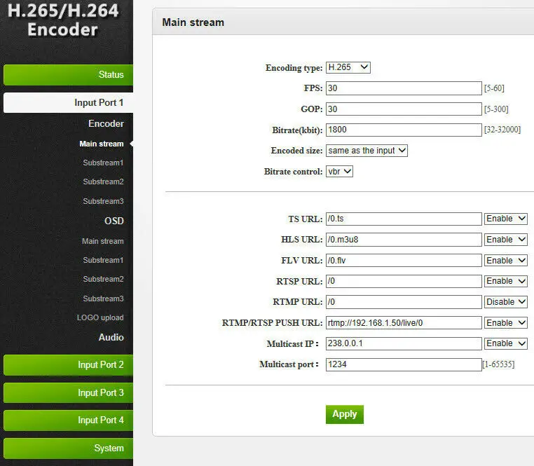 4-канальный H.265/264 4K HDMI видео кодер HTTP RTSP RTMP UDP ONVIF к IPTV NVR