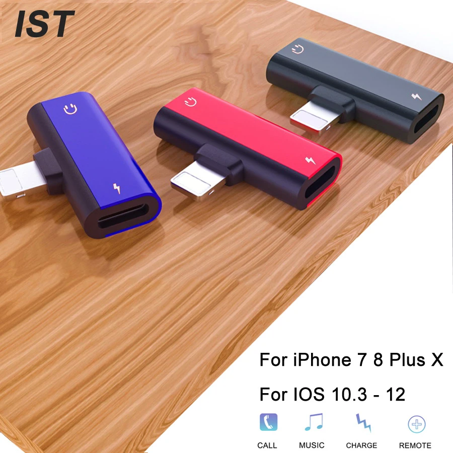IST 2 in 1 Earphone Adapter For iPhone 7 8 Plus X XS Max IOS 12 Double