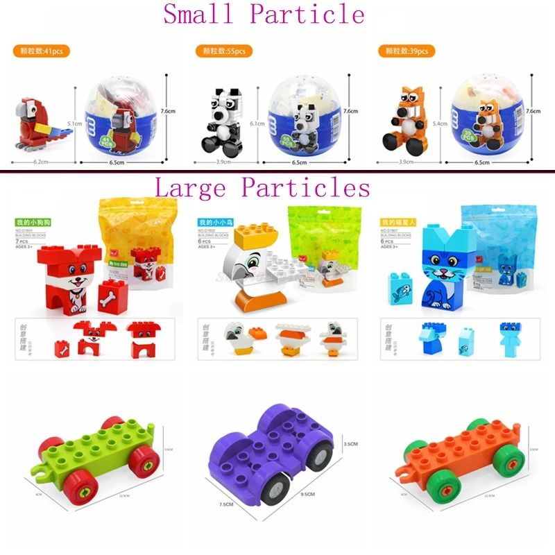 

Legoing Duplo Builbing Block Big Particles Fruit Car Model Small Particle Capsule Animal Model DIY Baby Gift For Children Toy