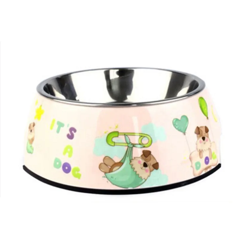 Горячая Съемная меламиновая и нержавеющая сталь миска для собаки& кошки миски для собаки миска для кошки - Цвет: buy 1 pc