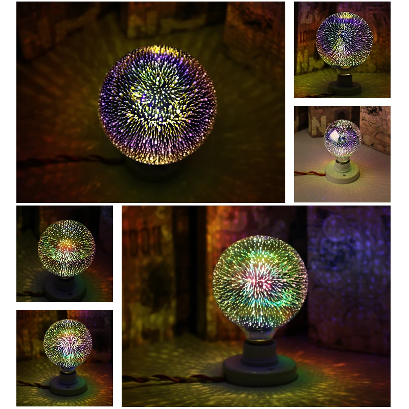 Silver Plated Glass 3D Star LED Edison Bulb 220v A60 ST64 G80 G95 Holiday Christmas Decoration Bar LED Lamp Lamparas Bombillas Silver Plated Glass 3D Star LED Edison Bulb 220v A60 ST64 G80 G95 Holiday Christmas Decoration Bar LED Lamp Lamparas Bombillas
