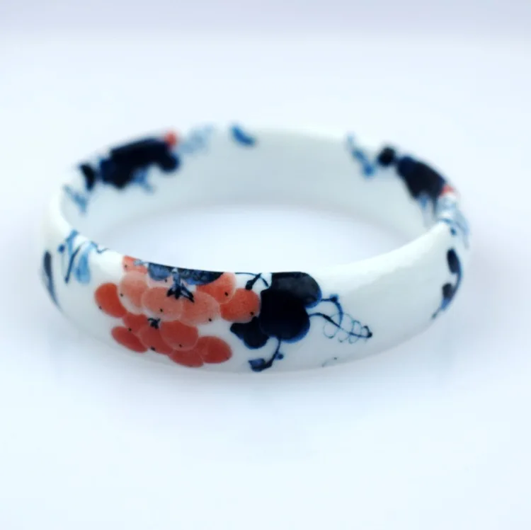 Китайский стиль ручной работы Керамические синие и белые пастельные очаровательные браслеты для женщин Этнические Ретро браслеты ювелирных изделий - Окраска металла: AB6