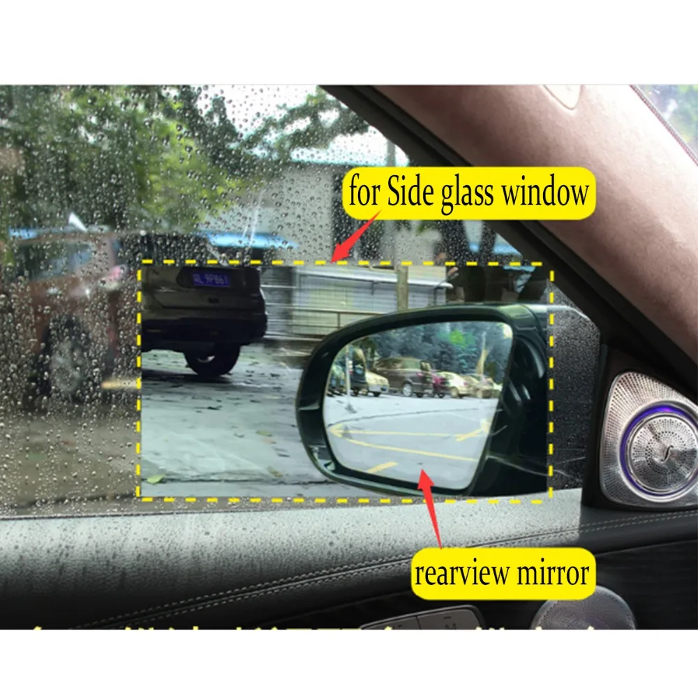 

JGAUT 2PCS Car Waterproof Sticker Anti Fog Anti glar e Rainproof Rearview Reversing Mirror Protective Film Tool for Gift