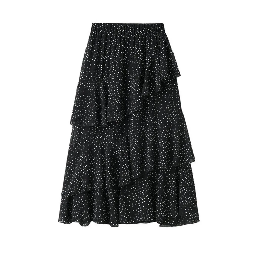 KLV/ Лето Новые моды в горошек женские плиссированные юбка-пачка с завышенной талией юбка длинная юбка из тюля D4 - Цвет: A