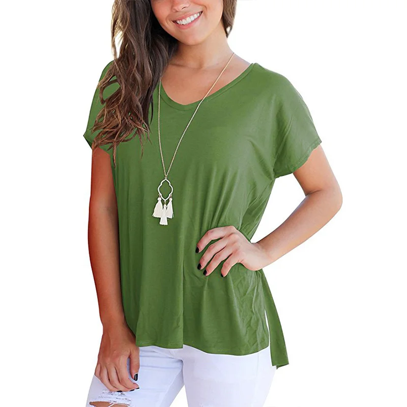 

New Arrival 2019 Women Blouse Casual Solid Batwing Short Sleeve Shirt Loose O Neck Office Fashion Ladies Tops Blusas Mujer S-3XL
